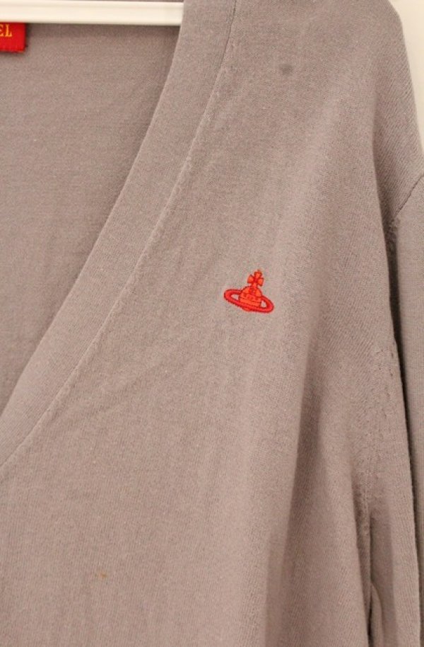 画像3: ヴィヴィアンウエストウッド 中古 / 単色オーブ刺繍Vネックカーディガン 2 グレージュ  O-26-09-20-022-to-YM-OS (3)
