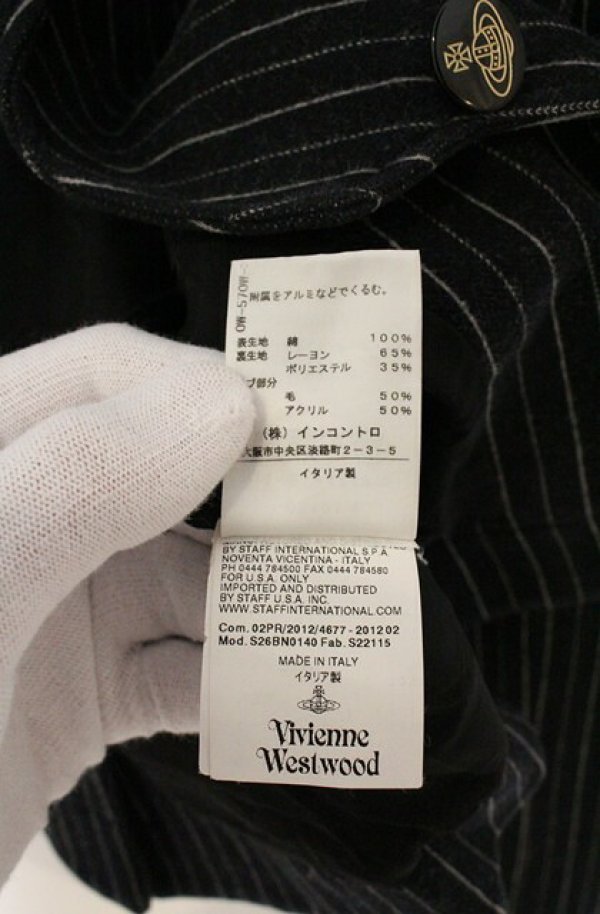 画像8: ヴィヴィアンウエストウッド 中古 / アシンメトリーストライプテーラードジャケット S グレー  O-26-09-20-003-jc-YM-OS (8)