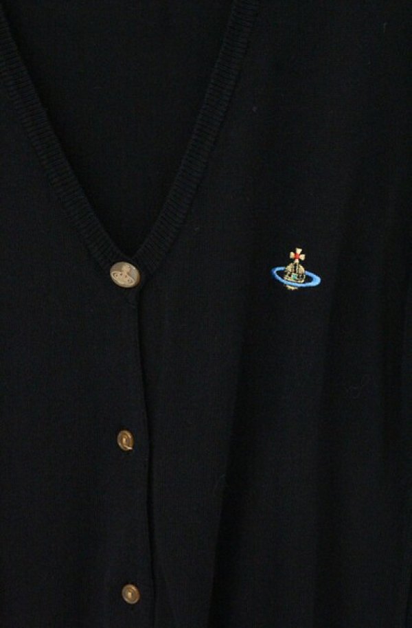 画像2: ヴィヴィアンウエストウッド 中古 / カラーオーブ刺繍ロングカーディガン S ブラック  O-26-09-20-014-to-YM-OS (2)