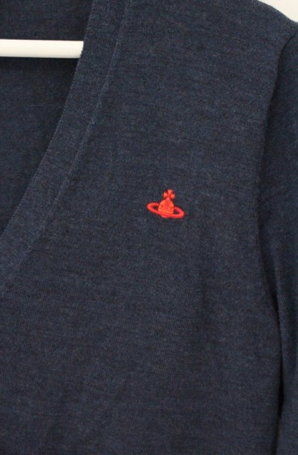画像2: ヴィヴィアンウエストウッド 中古 / 単色オーブ刺繍カーディガン 2 ネイビー  O-26-09-20-017-to-YM-OS (2)
