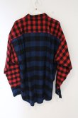 画像3: ヴィヴィアンウエストウッド 中古 / ギンガムチェックブロッキングビッグタックスリーブシャツ  ブルー×レッド  O-26-10-11-035-bl-IG-OS (3)