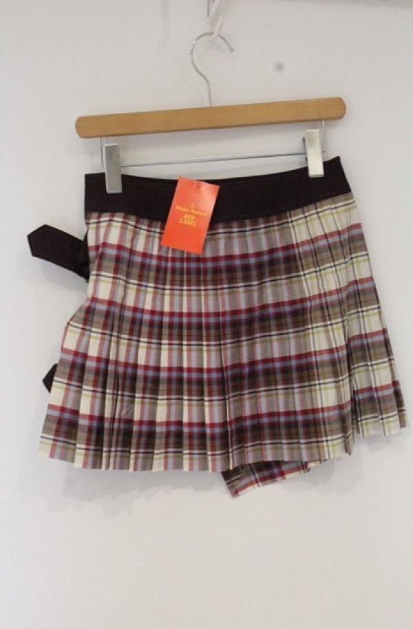画像3: ヴィヴィアンウエストウッド 中古 / プリーツ巻キスカート 2 アイボリーチェック  O-26-10-11-037-sk-IG-OS (3)