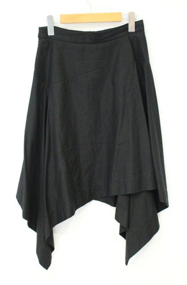 画像4: ヴィヴィアンウエストウッド 中古 / リネン混イレヘムスカート 3 ブラック  O-26-10-11-046-sk-YM-OS (4)