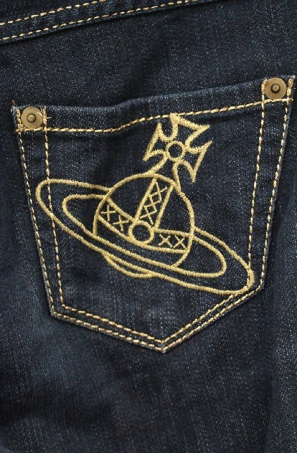 画像5: ヴィヴィアンウエストウッド 中古 / ラメステッチオーブ刺繍ポケットデニムパンツ 2 インディゴ  O-26-10-11-091-pa-YM-OS (5)