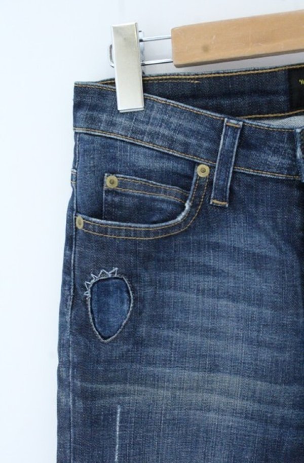 画像2: ANGLOMANIA 中古 /INNY JEAN ダメージスキニーデニムパンツ ｗ27 インディゴ  O-26-10-25-040-pa-YM-OS (2)