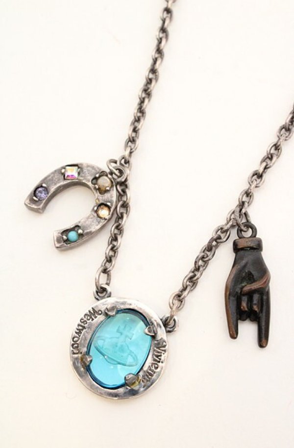 画像2: ヴィヴィアンウエストウッド 中古 / Cabochon pendant （カボションペンダント）  ブラックｘブルー  O-26-11-01-014-ac-YM-OS (2)