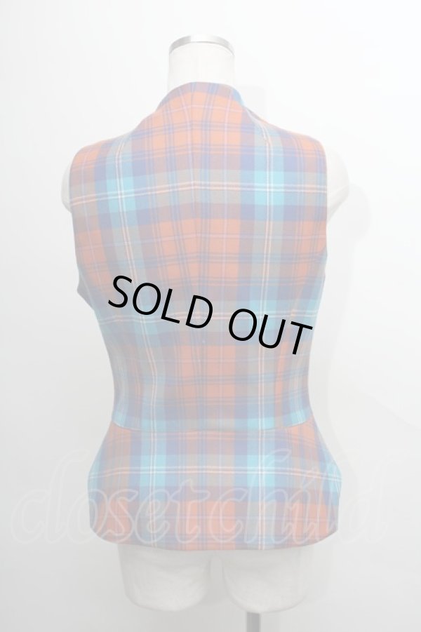 画像4: ヴィヴィアンウエストウッド 中古 / /チェックベストセットアップ 40 オレンジ  S-24-03-03-057-jc-AS-ZS (4)