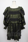 画像2: ヴィヴィアンウエストウッド 中古 //タータンチェックフリルワンピース 00 黒ｘイエロー  S-24-07-31-047-op-AS-ZS (2)