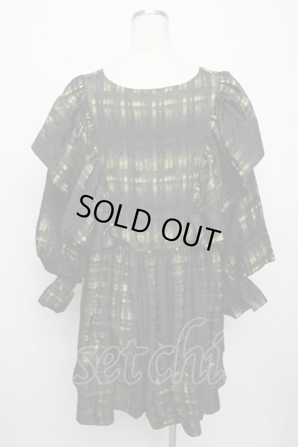 画像2: ヴィヴィアンウエストウッド 中古 //タータンチェックフリルワンピース 00 黒ｘイエロー  S-24-07-31-047-op-AS-ZS (2)