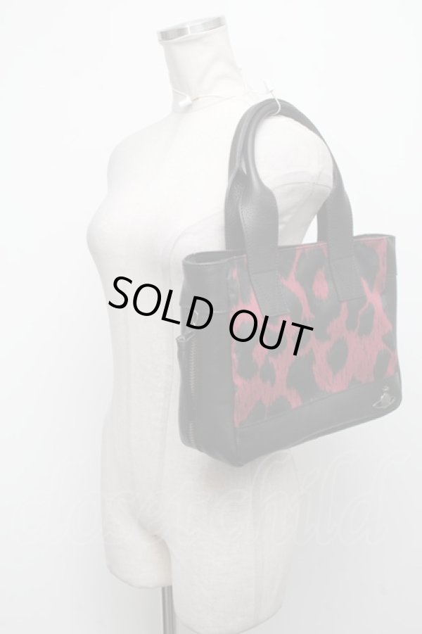 画像2: ヴィヴィアンウエストウッド 中古 / レオパードトートバッグ  赤X黒  S-24-10-30-014-ba-AS-ZS (2)