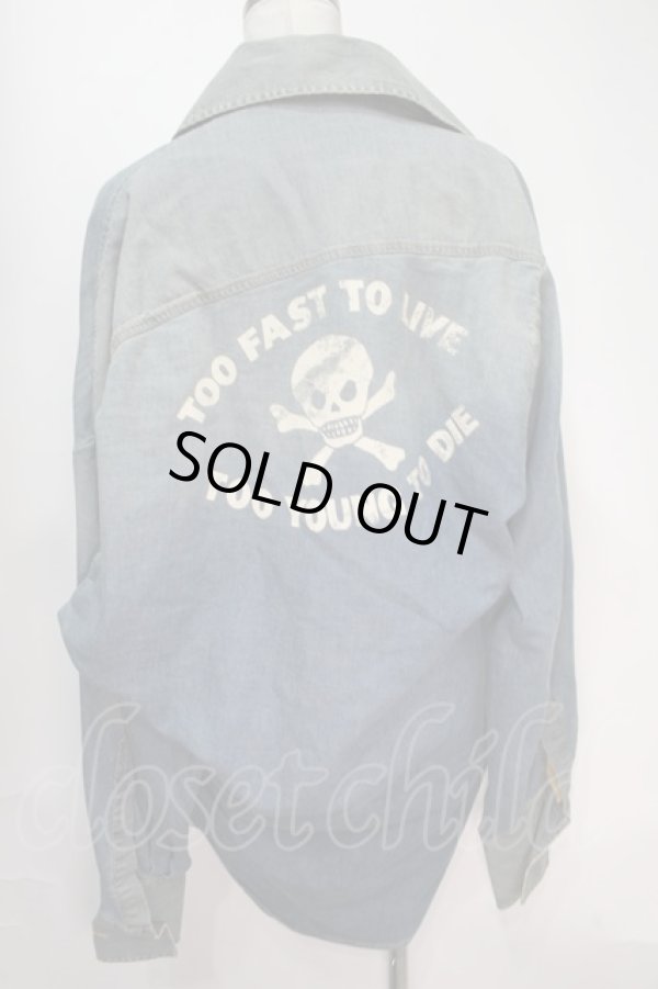 画像2: ANGLOMANIA 中古 / TOO FAST スカル LOTTE シャツ S ブルー  S-25-01-29-034-bl-AS-ZS (2)