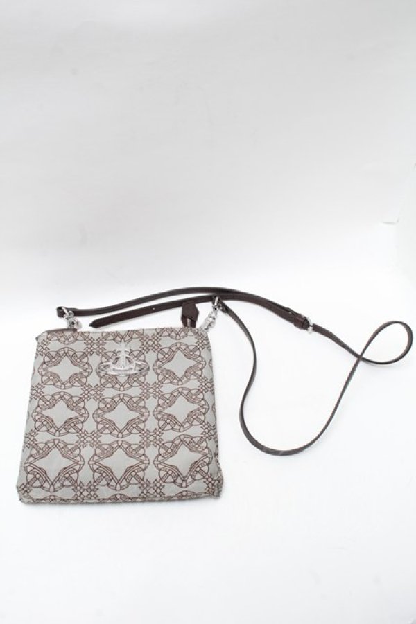 画像2: ヴィヴィアンウエストウッド 中古 / ロゴマニアショルダーバッグ  ベージュｘブラウン  S-25-03-05-028-ba-AS-ZS (2)