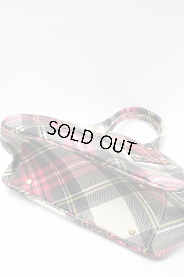 画像4: ヴィヴィアンウエストウッド 中古 / タータンヤスミンバッグ  白  S-25-03-05-034-ba-AS-ZS (4)