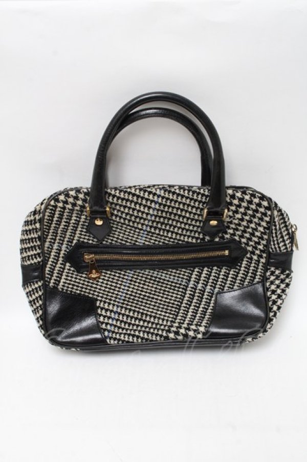 画像2: ヴィヴィアンウエストウッド 中古 / BAエナメルオーブボタンツイードバッグ  黒  S-25-03-05-035-ba-AS-ZS (2)