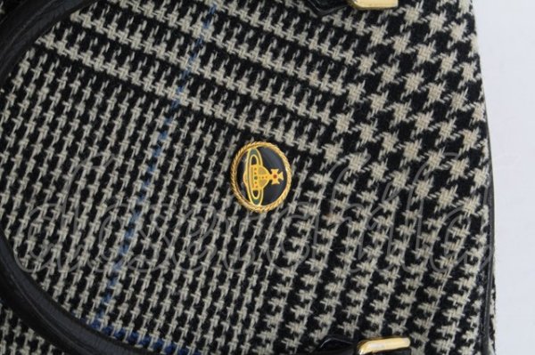 画像4: ヴィヴィアンウエストウッド 中古 / BAエナメルオーブボタンツイードバッグ  黒  S-25-03-05-035-ba-AS-ZS (4)