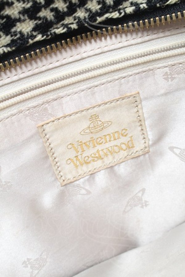 画像6: ヴィヴィアンウエストウッド 中古 / BAエナメルオーブボタンツイードバッグ  黒  S-25-03-05-035-ba-AS-ZS (6)