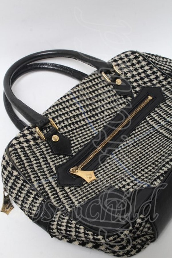 画像7: ヴィヴィアンウエストウッド 中古 / BAエナメルオーブボタンツイードバッグ  黒  S-25-03-05-035-ba-AS-ZS (7)