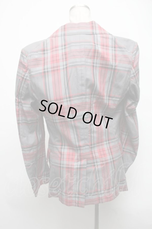 画像2: ヴィヴィアンウエストウッド MAN 中古 / タータンチェックジャケット 44 グレーx赤  S-25-03-05-044-to-AS-ZS (2)