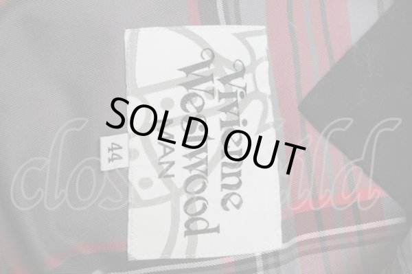 画像3: ヴィヴィアンウエストウッド MAN 中古 / タータンチェックジャケット 44 グレーx赤  S-25-03-05-044-to-AS-ZS (3)