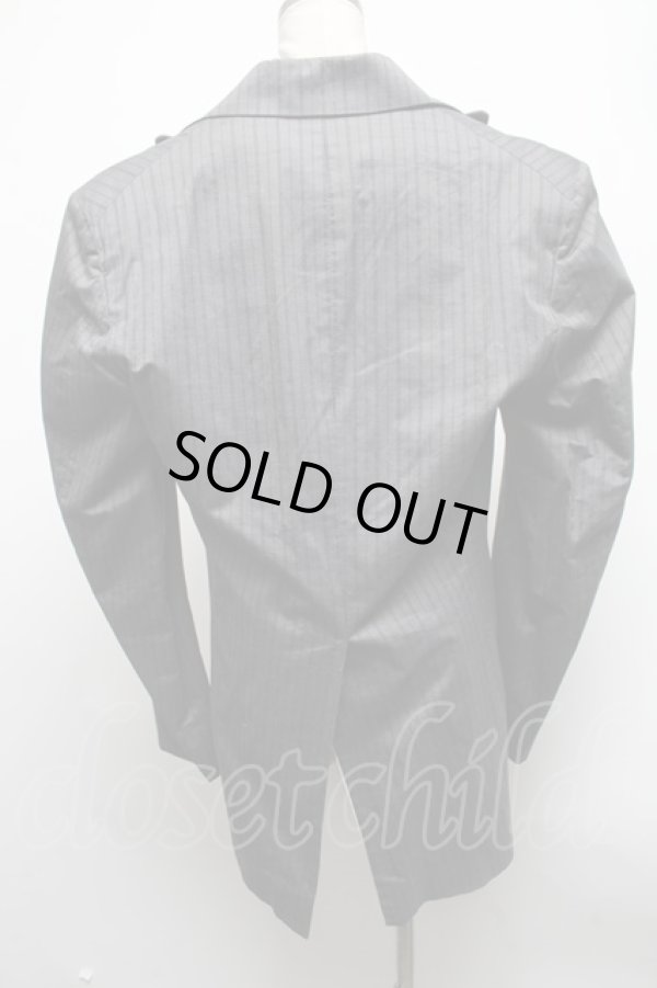 画像2: ANGLOMANIA 中古 / ストライプジャケット 46 グレー  S-25-03-05-045-jc-AS-ZS (2)