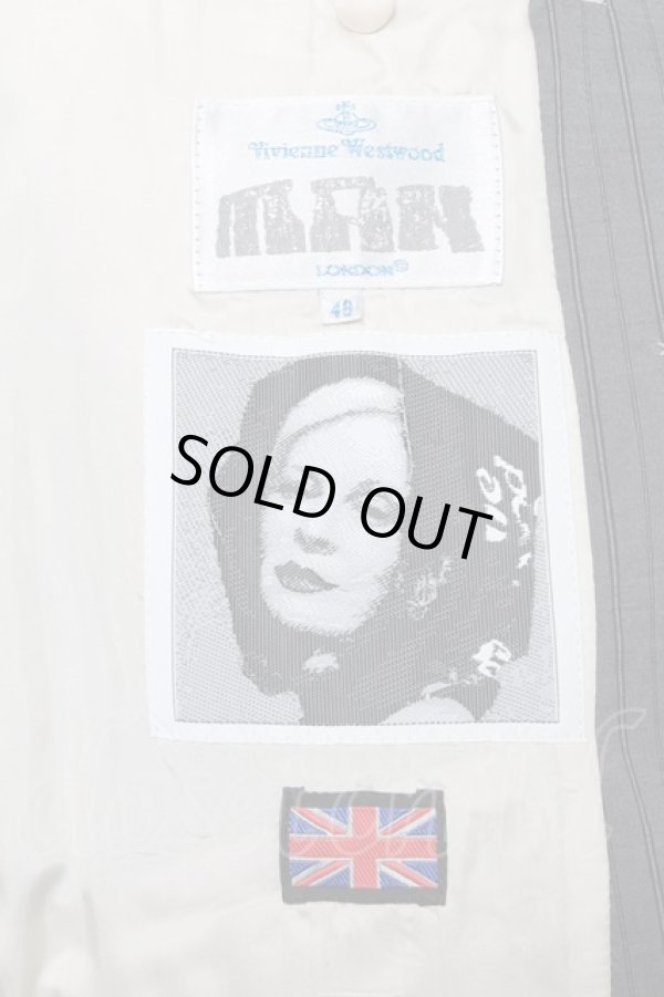 画像5: ANGLOMANIA 中古 / ストライプジャケット 46 グレー  S-25-03-05-045-jc-AS-ZS (5)