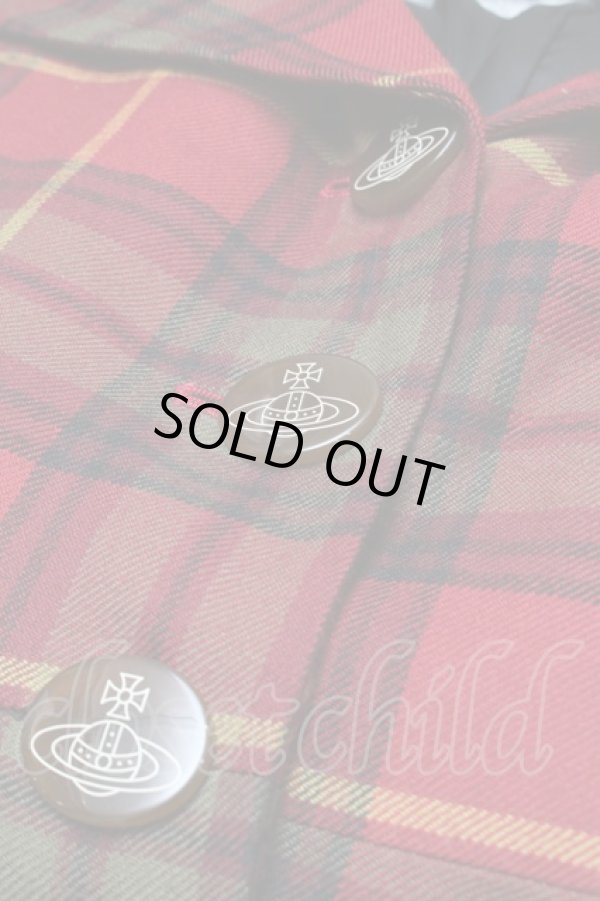 画像3: ヴィヴィアンウエストウッド 中古 / チェックジャケット 3 赤  S-25-03-05-047-jc-AS-ZS (3)