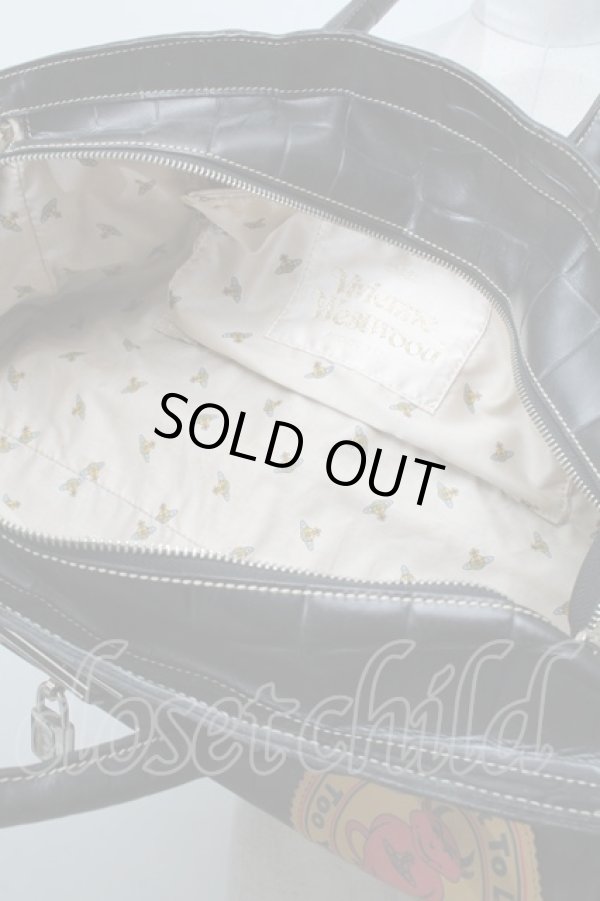 画像4: ヴィヴィアンウエストウッド 中古 / BAクロコエンボスバッグ  黒  S-25-04-16-034-ba-AS-ZS (4)