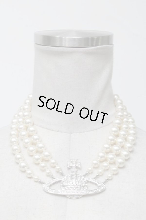 画像3: ヴィヴィアンウエストウッド 中古 / 3連パールバスレリーフチョーカー  シルバー  S-25-04-23-033-ac-AS-ZS (3)