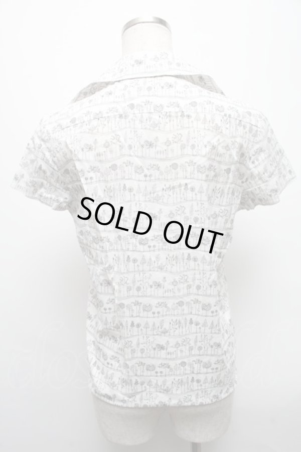 画像2: ヴィヴィアンウエストウッド 中古 / オーブ総柄ブラウス 2 白  S-25-05-11-031-bl-AS-ZY (2)