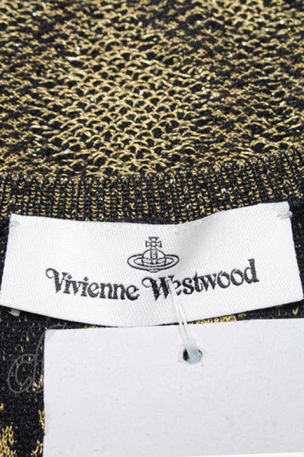 画像4: ヴィヴィアンウエストウッド 中古 / スクイグルノースリーブニット 黒ｘゴールド  S-25-05-11-042-to-YM-ZS (4)