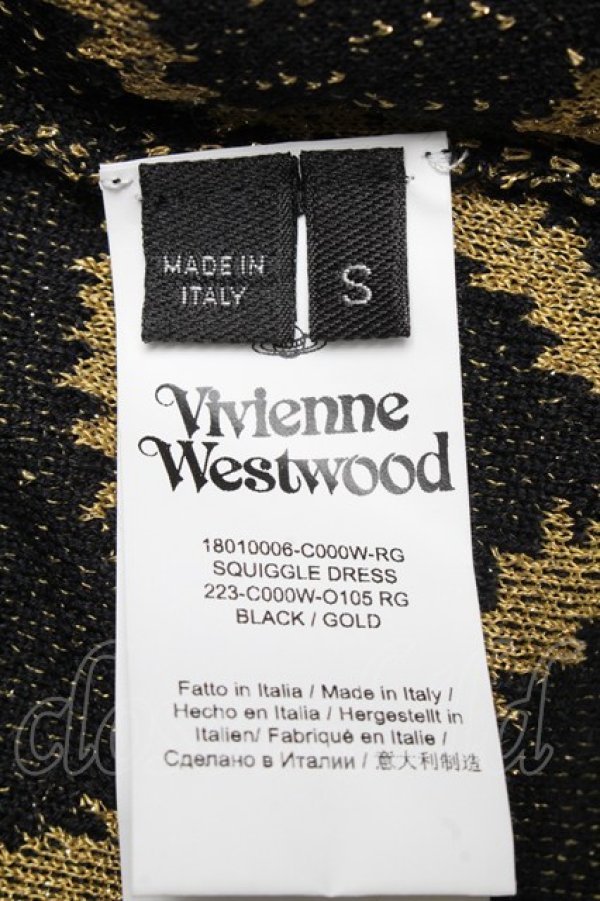 画像5: ヴィヴィアンウエストウッド 中古 / スクイグルノースリーブニット 黒ｘゴールド  S-25-05-11-042-to-YM-ZS (5)