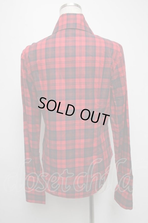 画像2: ヴィヴィアンウエストウッド 中古 //チェックブラウス 2 赤  S-25-05-18-040-bl-AS-ZH (2)