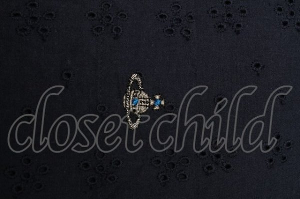 画像3: ヴィヴィアンウエストウッド MAN 中古 / オーブ刺繍透カシ長袖シャツ 46 紺  S-25-05-18-049-bl-AS-ZY (3)