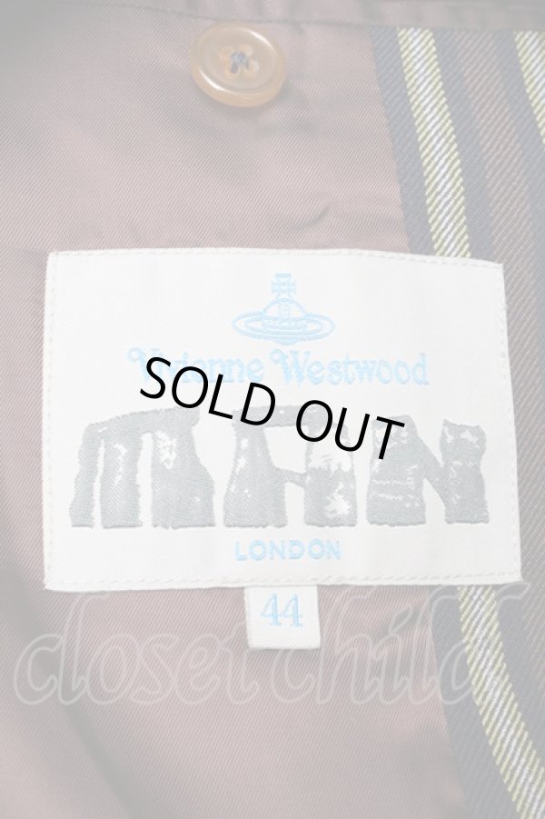 画像4: ヴィヴィアンウエストウッド MAN 中古 / /レジメンストライプジャケット 44 紺  S-25-05-18-058-jc-AS-ZS (4)