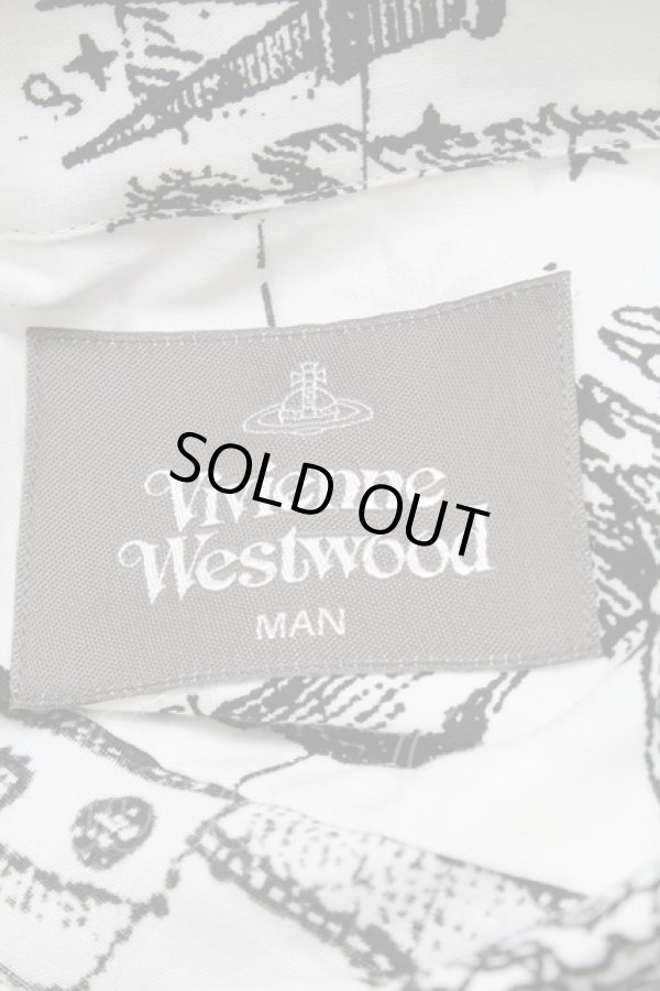 画像4: ヴィヴィアンウエストウッド 中古 / constellationクラシックシャツ  白ｘ黒  S-25-06-17-035-bl-AS-ZH (4)