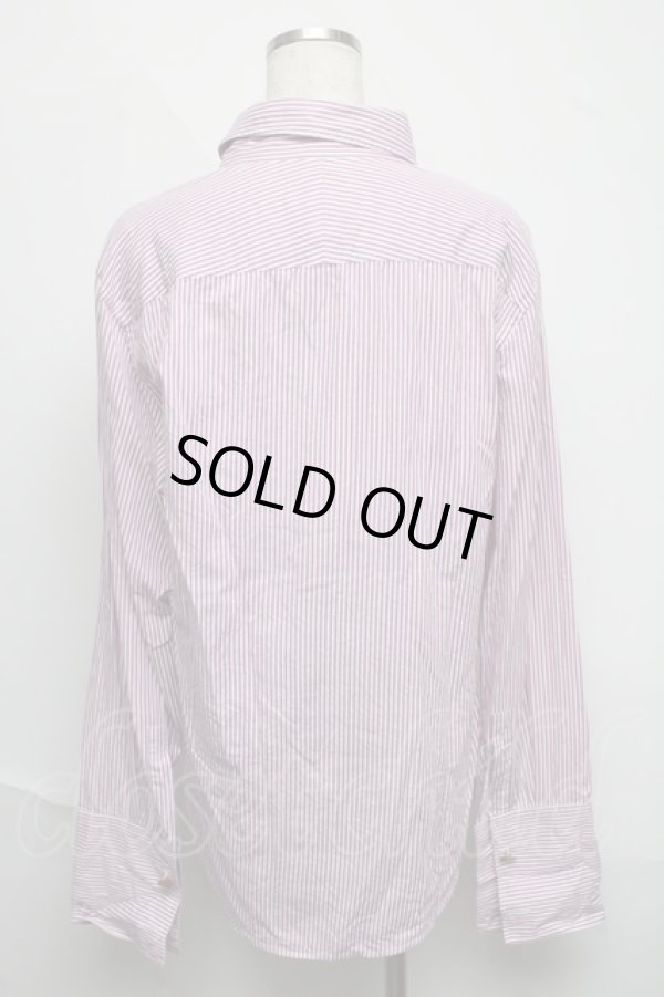 画像2: ヴィヴィアンウエストウッド MAN 中古 / オーブ刺繍ストライプシャツ 50 パープル  S-25-06-17-038-bl-HR-ZH (2)