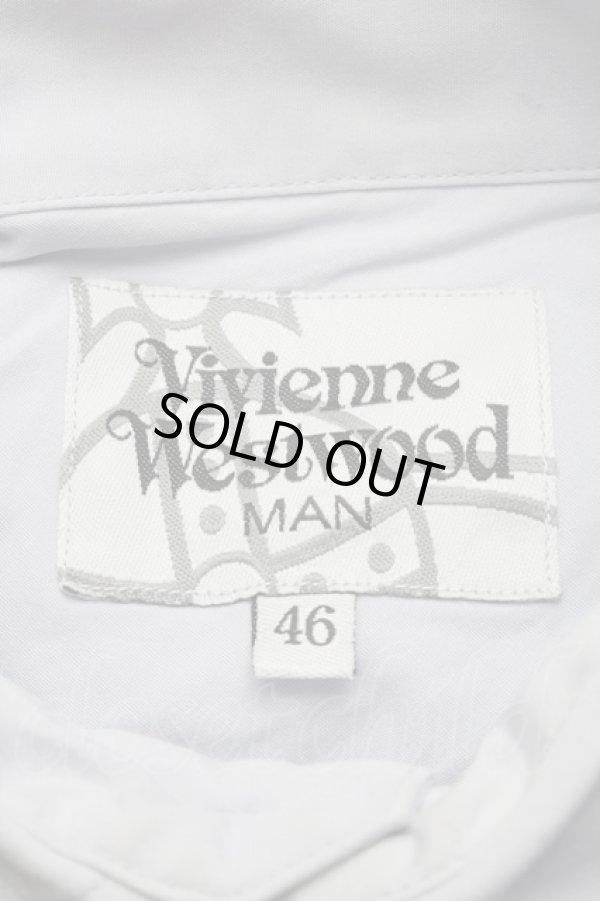 画像4: ヴィヴィアンウエストウッド MAN 中古 //オーブ刺繍ブラウス 46 サックス  S-25-06-17-039-bl-AS-ZY (4)