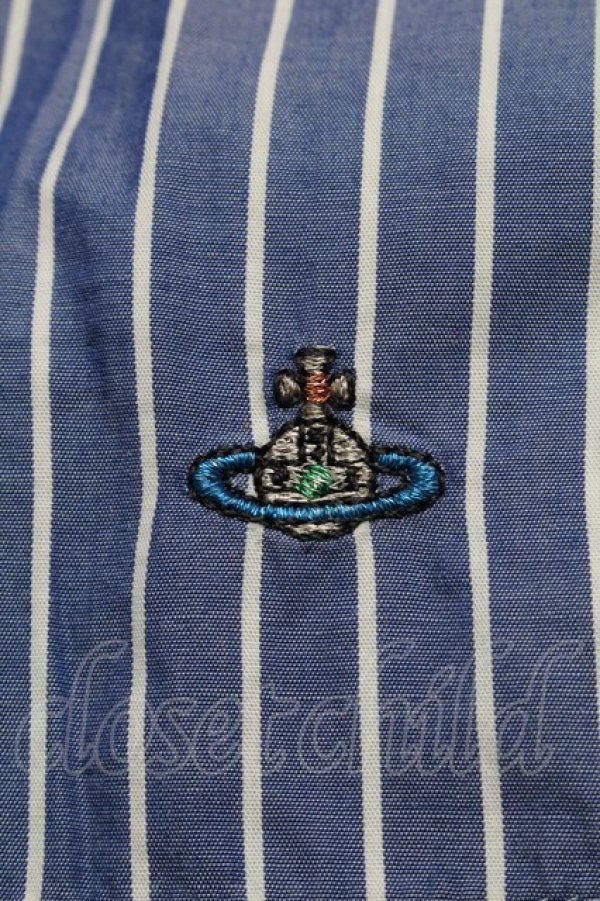 画像4: ヴィヴィアンウエストウッド MAN 中古 //ストライプドルマンシャツ III サックス  S-25-06-17-040-bl-AS-ZY (4)