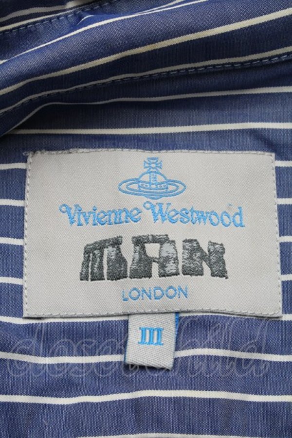 画像5: ヴィヴィアンウエストウッド MAN 中古 //ストライプドルマンシャツ III サックス  S-25-06-17-040-bl-AS-ZY (5)