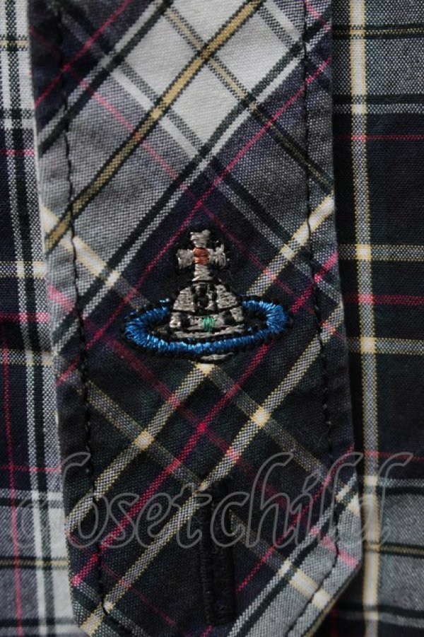 画像3: ヴィヴィアンウエストウッド MAN 中古 / ボンテージデザインチェックシャツ 46 紺ｘグリーンｘ白  S-25-06-17-044-bl-AS-ZY (3)