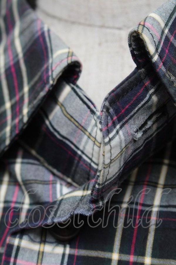 画像4: ヴィヴィアンウエストウッド MAN 中古 / ボンテージデザインチェックシャツ 46 紺ｘグリーンｘ白  S-25-06-17-044-bl-AS-ZY (4)