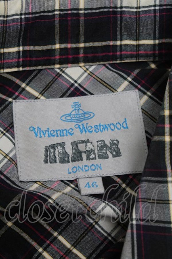 画像5: ヴィヴィアンウエストウッド MAN 中古 / ボンテージデザインチェックシャツ 46 紺ｘグリーンｘ白  S-25-06-17-044-bl-AS-ZY (5)