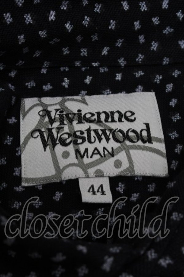画像4: ヴィヴィアンウエストウッド MAN 中古 / オーブ刺繍ブラウス  紺  S-25-06-17-047-bl-AS-ZY (4)