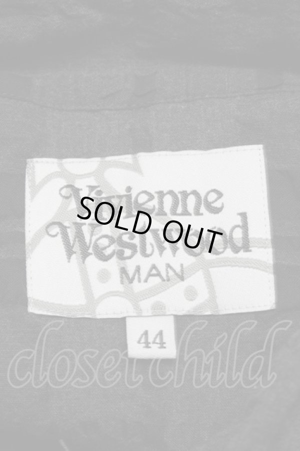 画像5: ヴィヴィアンウエストウッド MAN 中古 / オーブ刺繍透カシ長袖シャツ 44 黒  S-25-06-17-048-bl-AS-ZS (5)