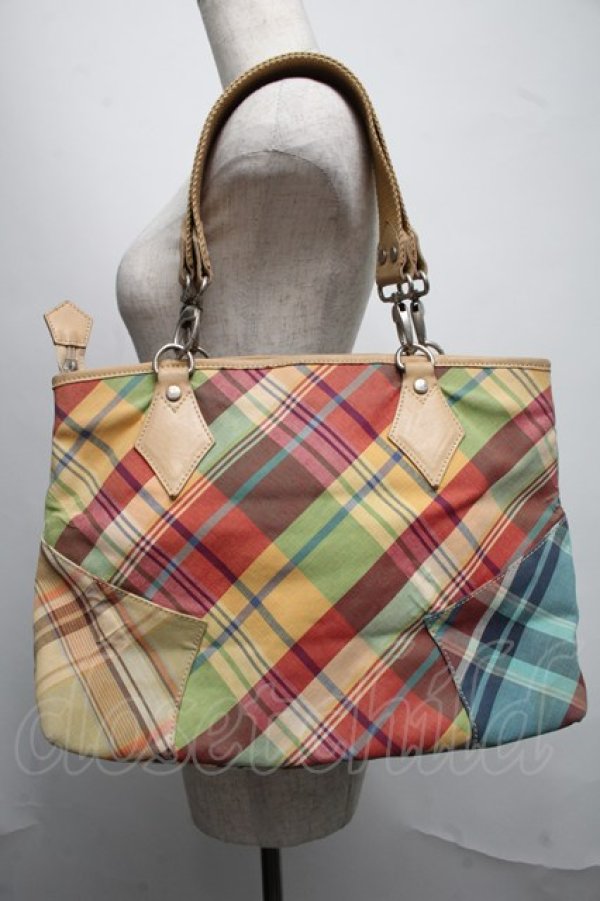 画像3: ヴィヴィアンウエストウッド 中古 / チェックトートバッグ   S-25-07-27-015-ba-AS-ZS (3)