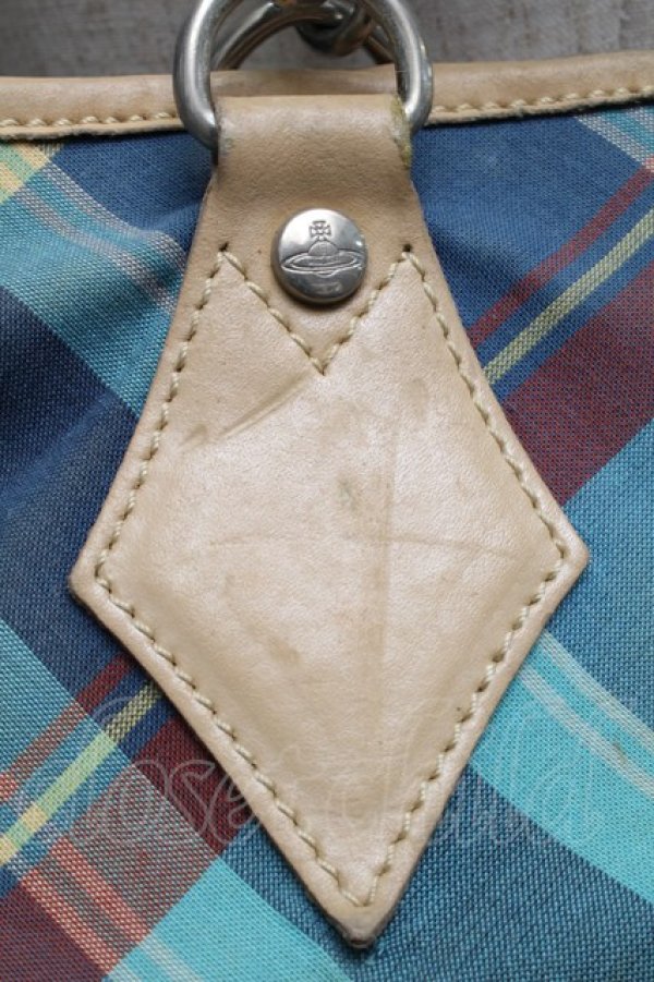 画像8: ヴィヴィアンウエストウッド 中古 / チェックトートバッグ   S-25-07-27-015-ba-AS-ZS (8)