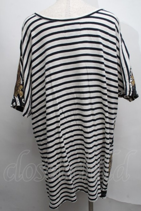 画像2: ANGLOMANIA 中古 / ゴールドフレームカットソー OS 白x黒xゴールド  S-25-07-27-032-to-AS-ZS (2)