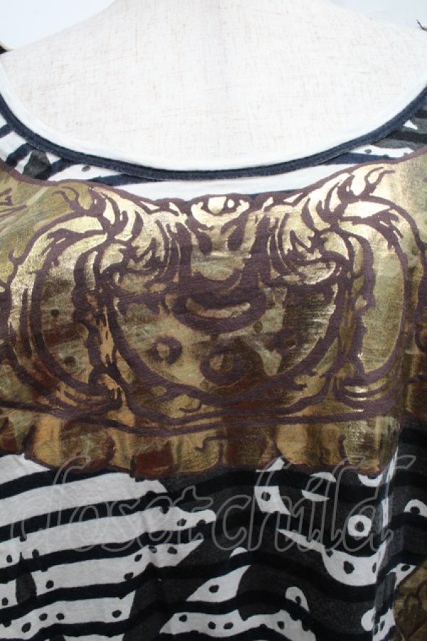 画像3: ANGLOMANIA 中古 / ゴールドフレームカットソー OS 白x黒xゴールド  S-25-07-27-032-to-AS-ZS (3)