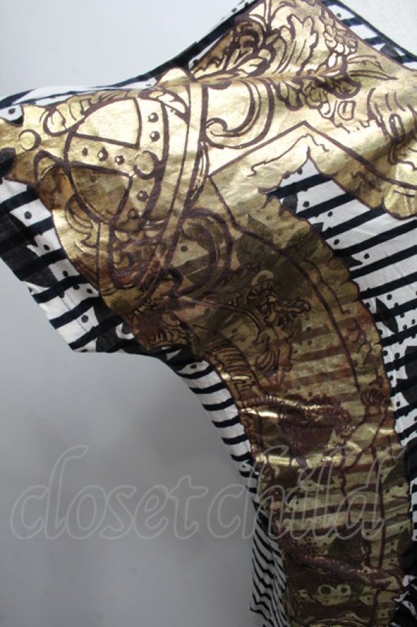 画像4: ANGLOMANIA 中古 / ゴールドフレームカットソー OS 白x黒xゴールド  S-25-07-27-032-to-AS-ZS (4)