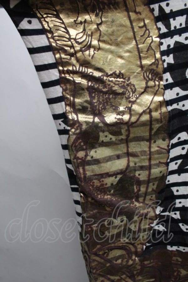 画像5: ANGLOMANIA 中古 / ゴールドフレームカットソー OS 白x黒xゴールド  S-25-07-27-032-to-AS-ZS (5)